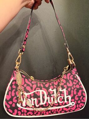Von Dutch Safari Hot Pink Cheetah All over Print shoulder bag